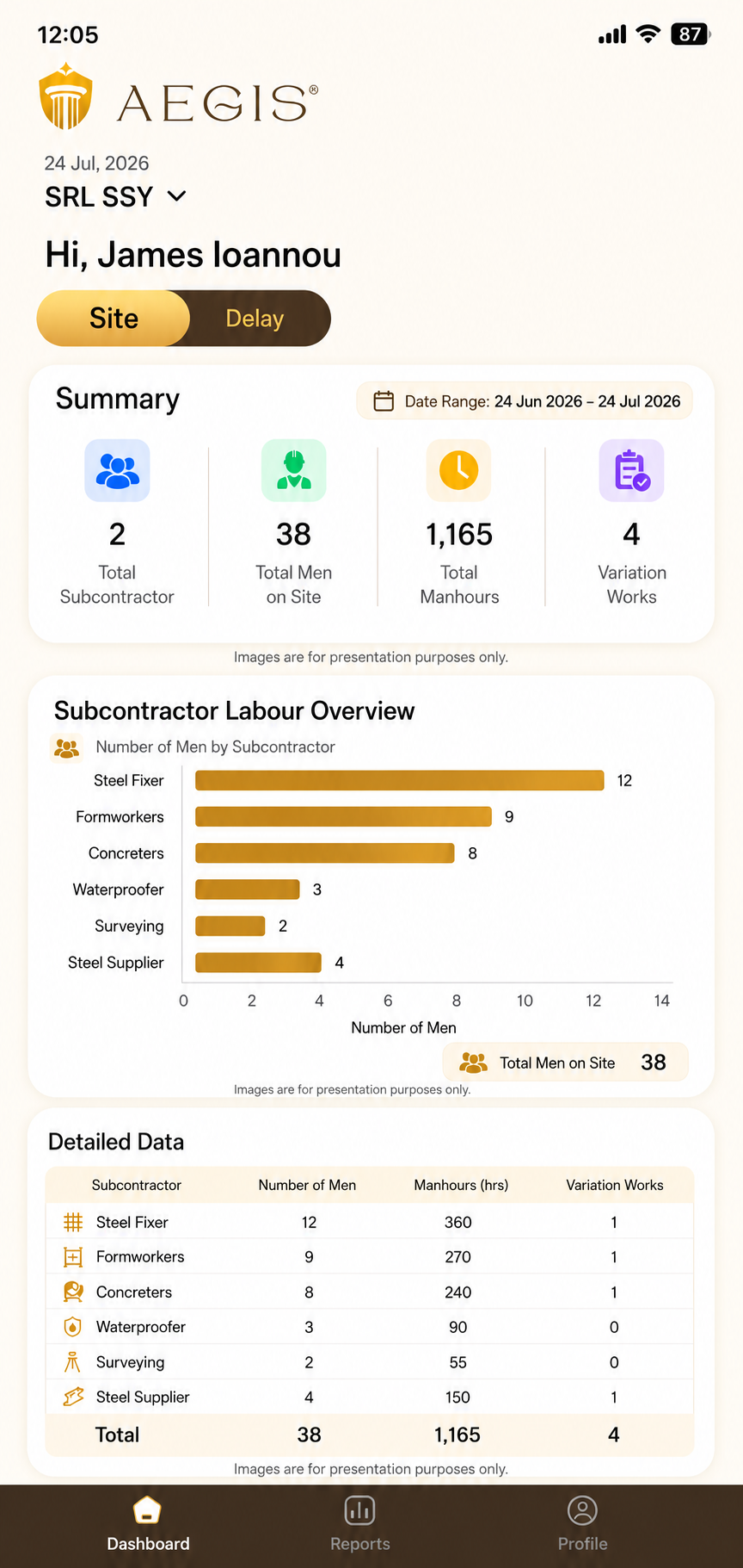 Site Report Dashboard